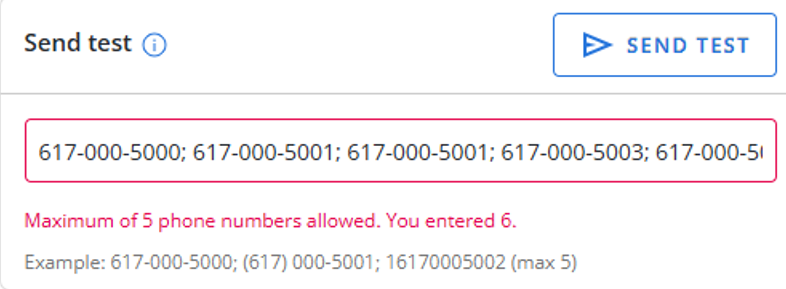 send test error message